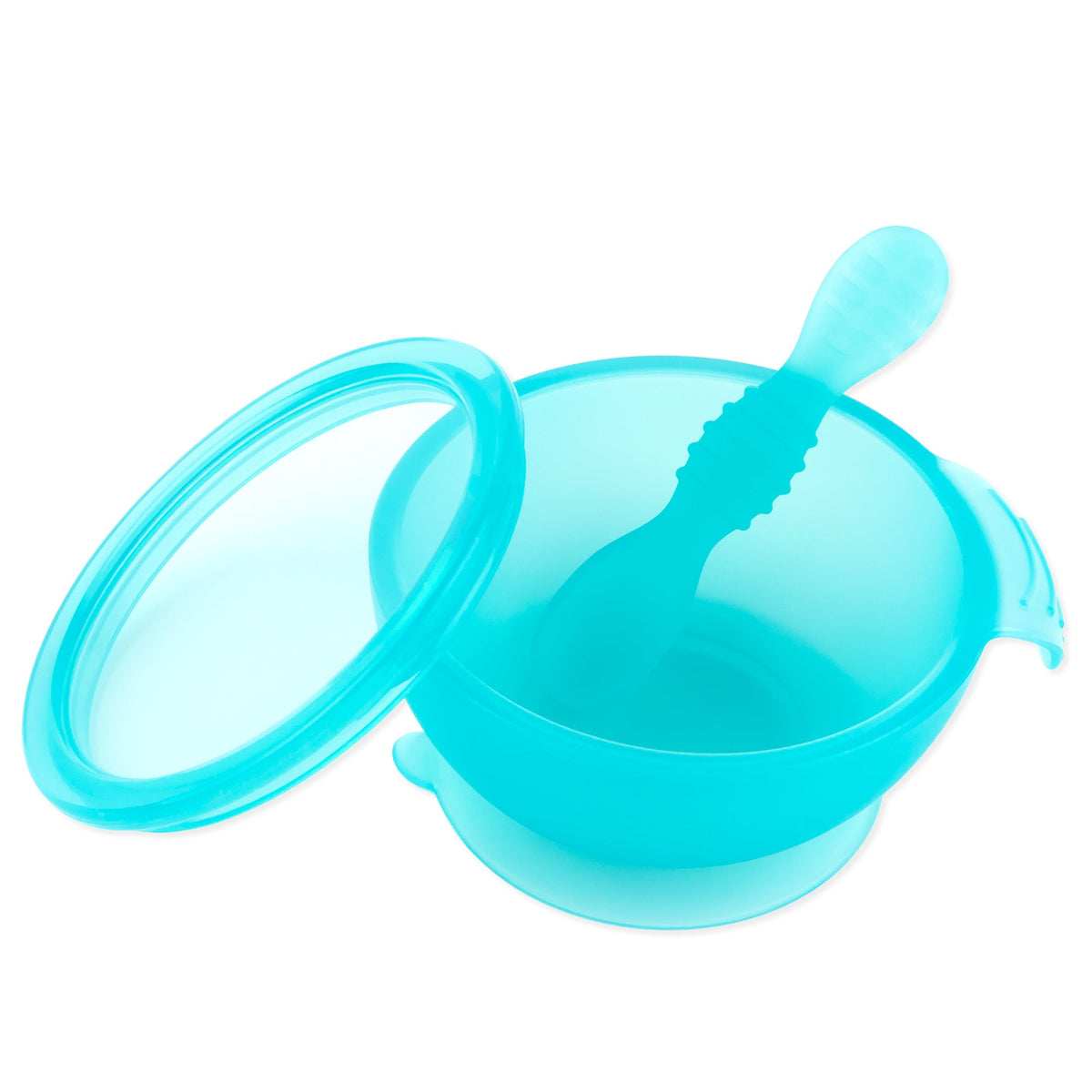 Silicone First Feeding Set, Blue Jelly | Bowl + Spoon + Lid | Bumkins