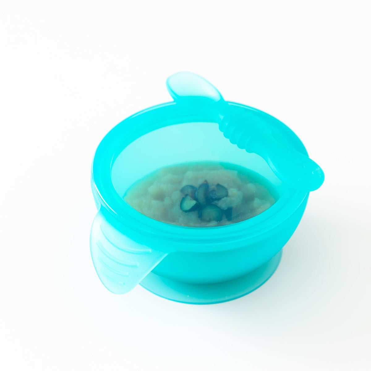 Silicone First Feeding Set, Blue Jelly | Bowl + Spoon + Lid | Bumkins