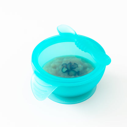 Silicone First Feeding Set, Blue Jelly | Bowl + Spoon + Lid | Bumkins
