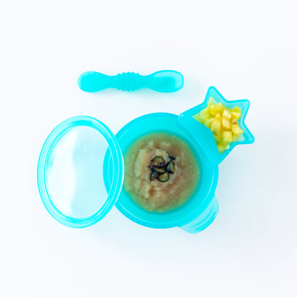 Silicone First Feeding Set, Blue Jelly | Bowl + Spoon + Lid | Bumkins