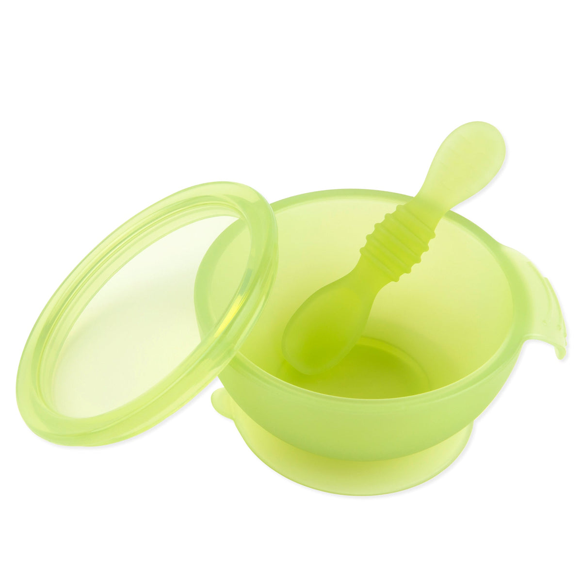 Silicone Suction Bowl + Spoon Set, Green Jelly | Bumkins