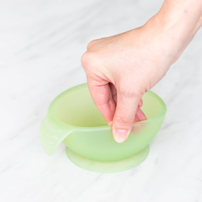 Silicone Suction Bowl + Spoon Set, Green Jelly | Bumkins