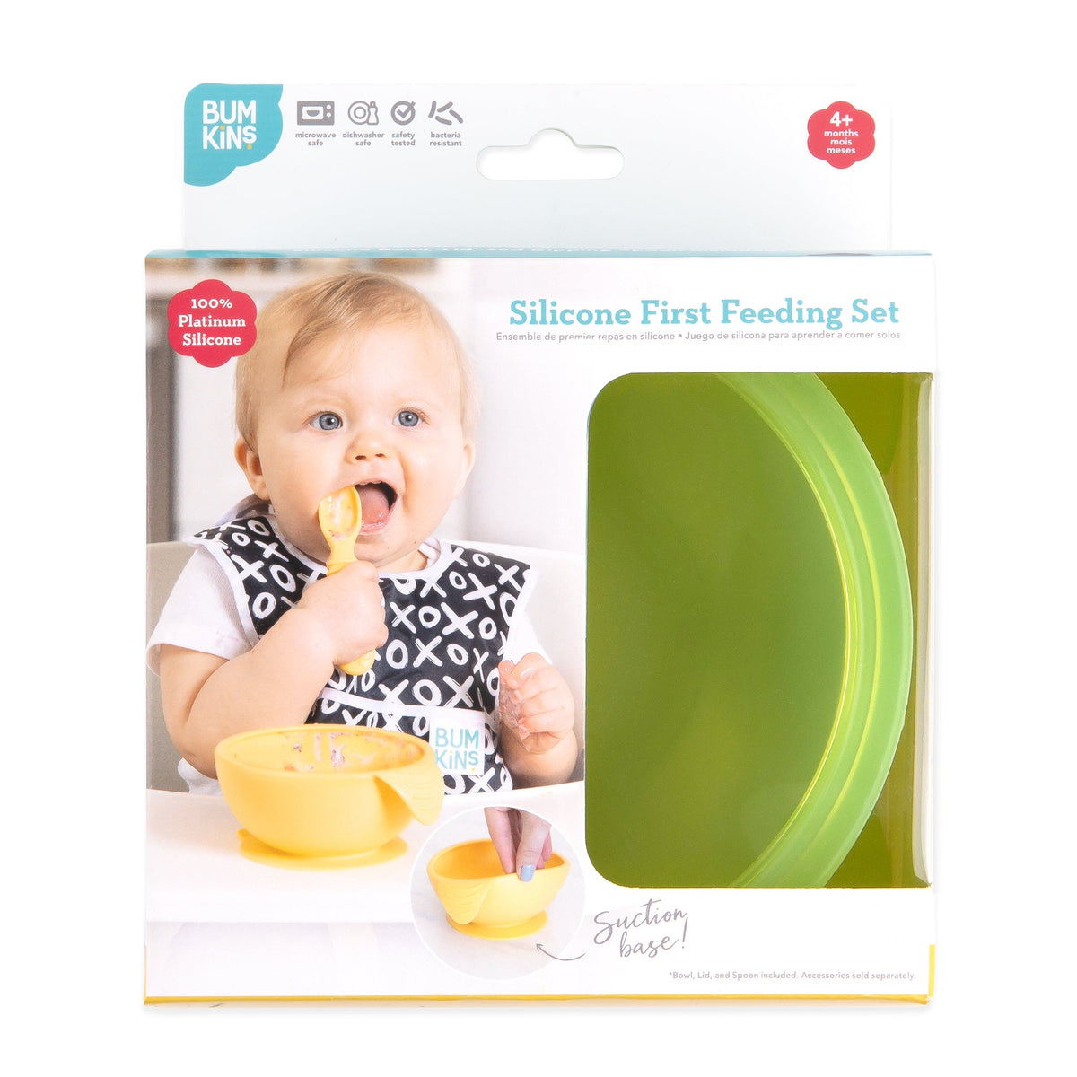 Silicone Suction Bowl + Spoon Set, Green Jelly | Bumkins