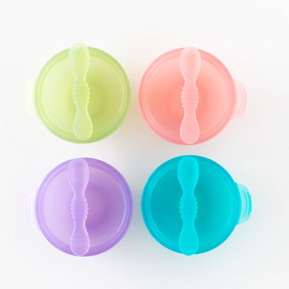 Silicone Suction Bowl + Spoon Set, Green Jelly | Bumkins