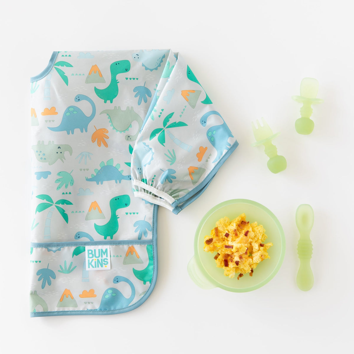 Silicone Suction Bowl + Spoon Set, Green Jelly | Bumkins