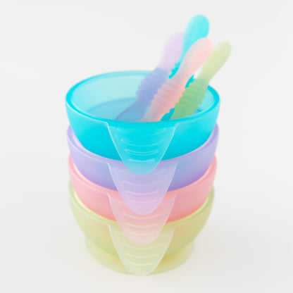 Silicone Suction Bowl + Spoon Set, Green Jelly | Bumkins