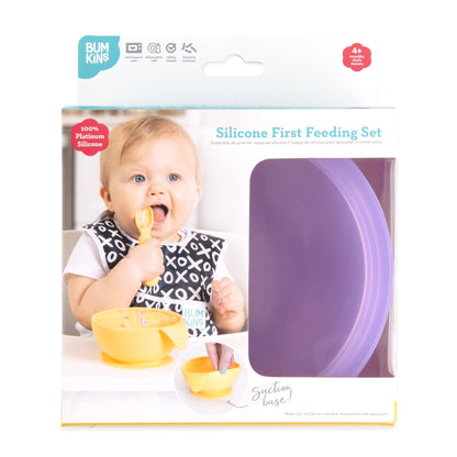 Purple Jelly Silicone First Feeding Set for Babies | Bumkins