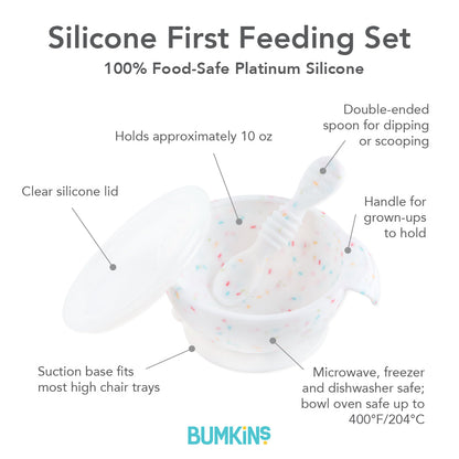 Vanilla Sprinkle Silicone Feeding Set: Baby Bowl & Training Spoon | Bumkins