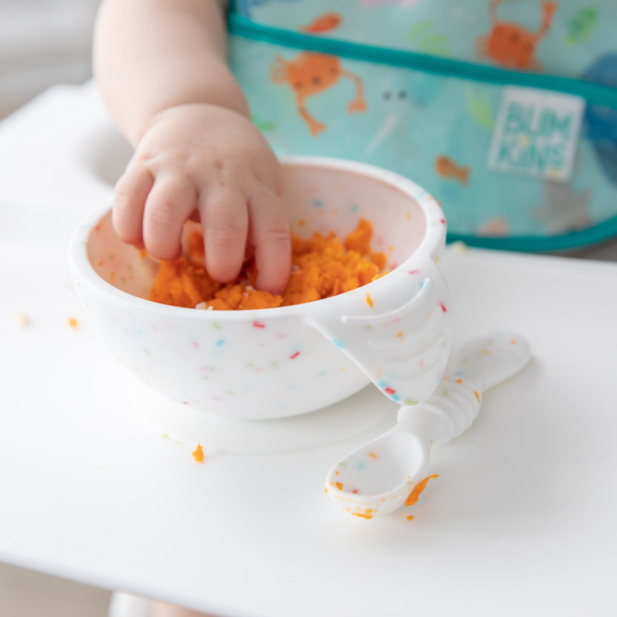 Vanilla Sprinkle Silicone Feeding Set: Baby Bowl & Training Spoon | Bumkins