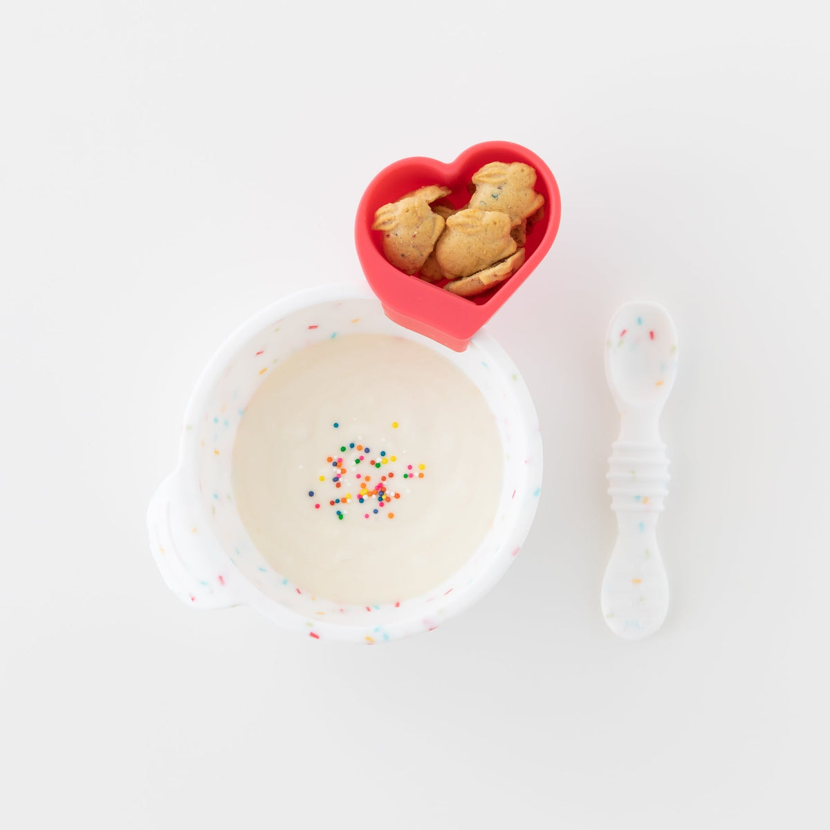 Vanilla Sprinkle Silicone Feeding Set: Baby Bowl & Training Spoon | Bumkins