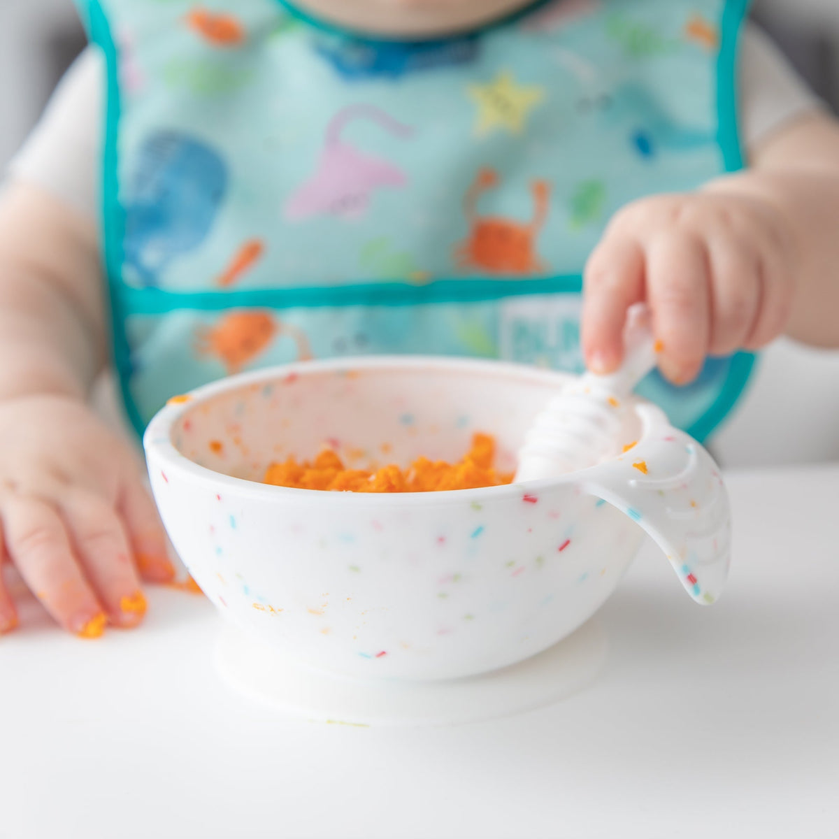 Vanilla Sprinkle Silicone Feeding Set: Baby Bowl & Training Spoon | Bumkins