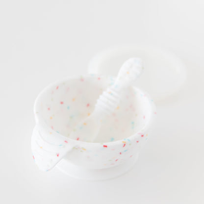 Vanilla Sprinkle Silicone Feeding Set: Baby Bowl & Training Spoon | Bumkins