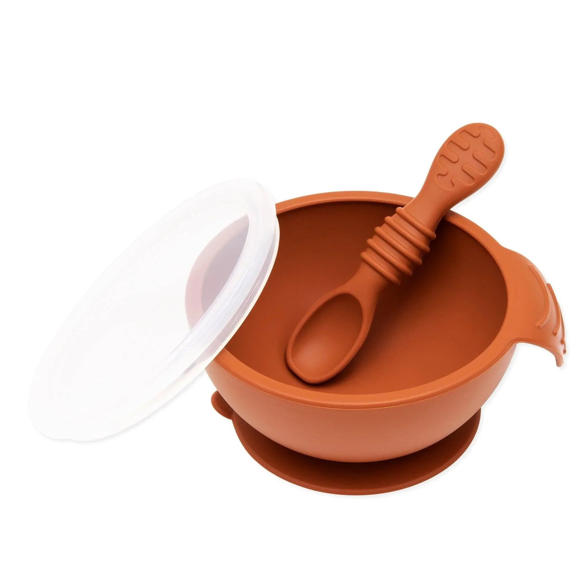 Silicone Baby Feeding Set For First Foods in Clay | Bumkins