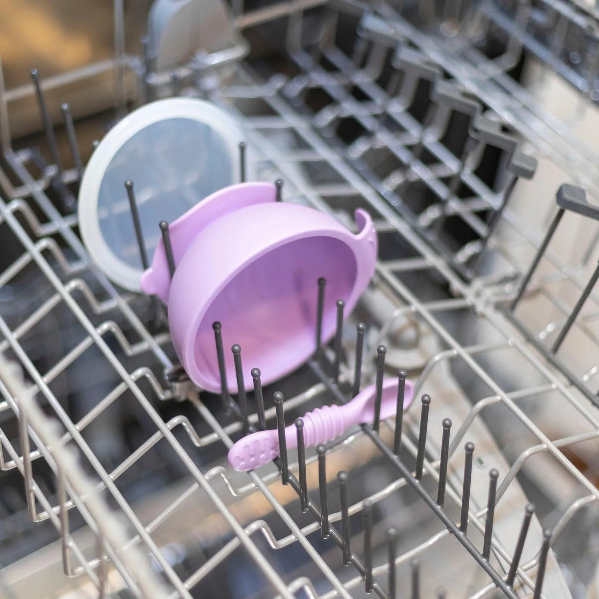 Lavender Baby Bowl, Spoon + Lid Set For Baby's First Bites | Bumkins