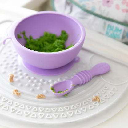 Lavender Baby Bowl, Spoon + Lid Set For Baby's First Bites | Bumkins