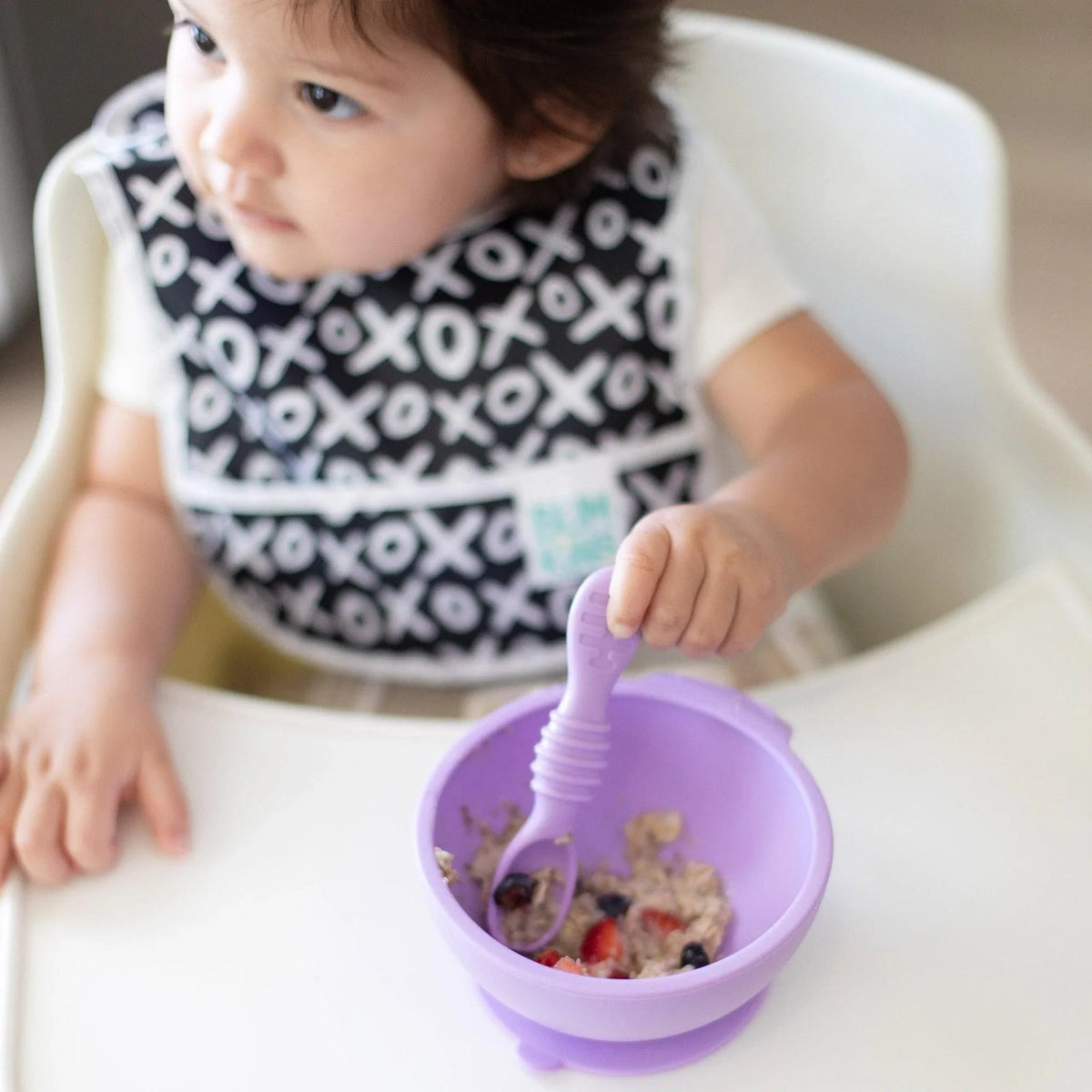 Lavender Baby Bowl, Spoon + Lid Set For Baby's First Bites | Bumkins