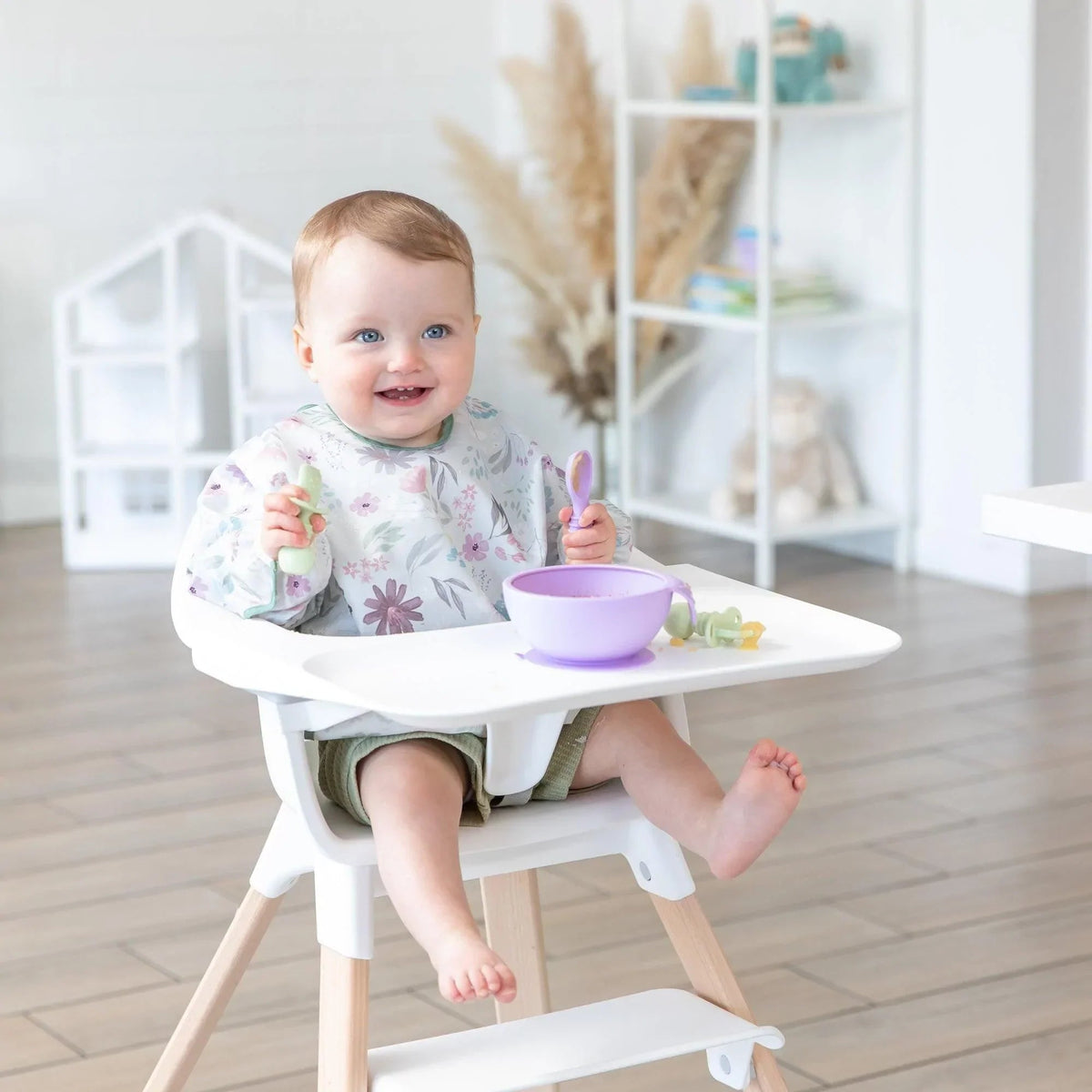 Lavender Baby Bowl, Spoon + Lid Set For Baby's First Bites | Bumkins
