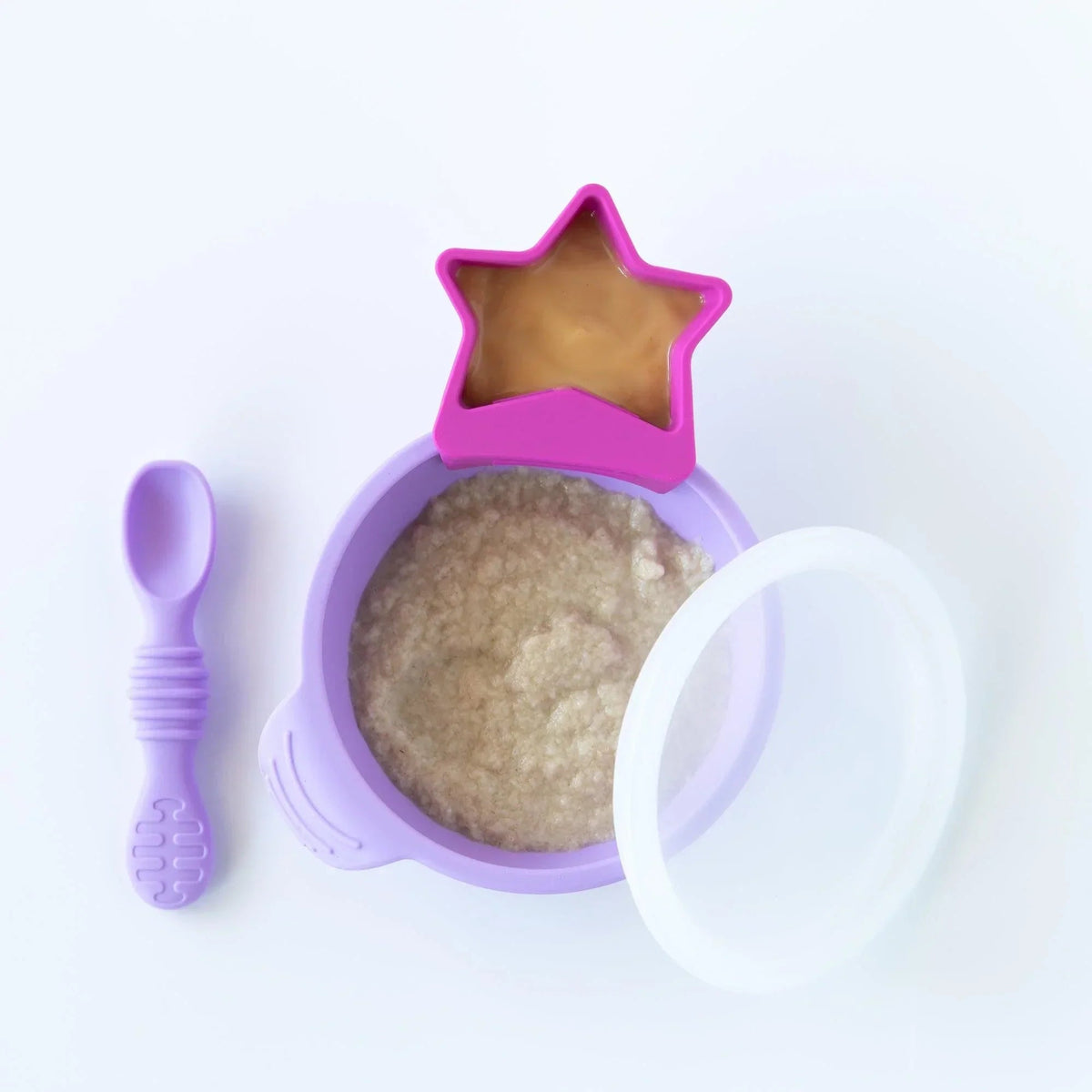 Lavender Baby Bowl, Spoon + Lid Set For Baby's First Bites | Bumkins