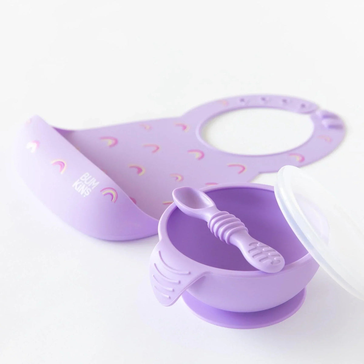 Lavender Baby Bowl, Spoon + Lid Set For Baby's First Bites | Bumkins