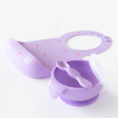 Lavender Baby Bowl, Spoon + Lid Set For Baby's First Bites | Bumkins