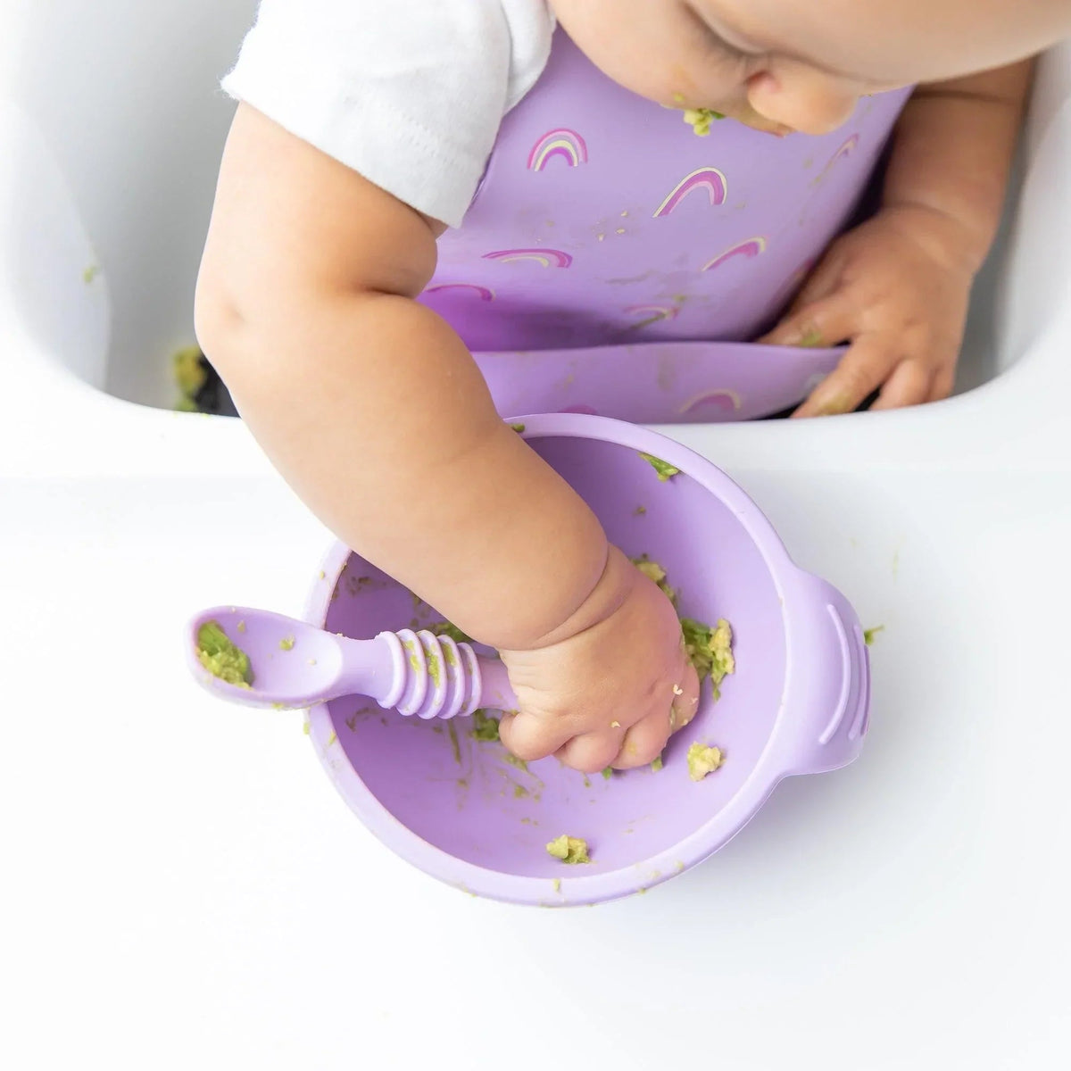 Lavender Baby Bowl, Spoon + Lid Set For Baby's First Bites | Bumkins