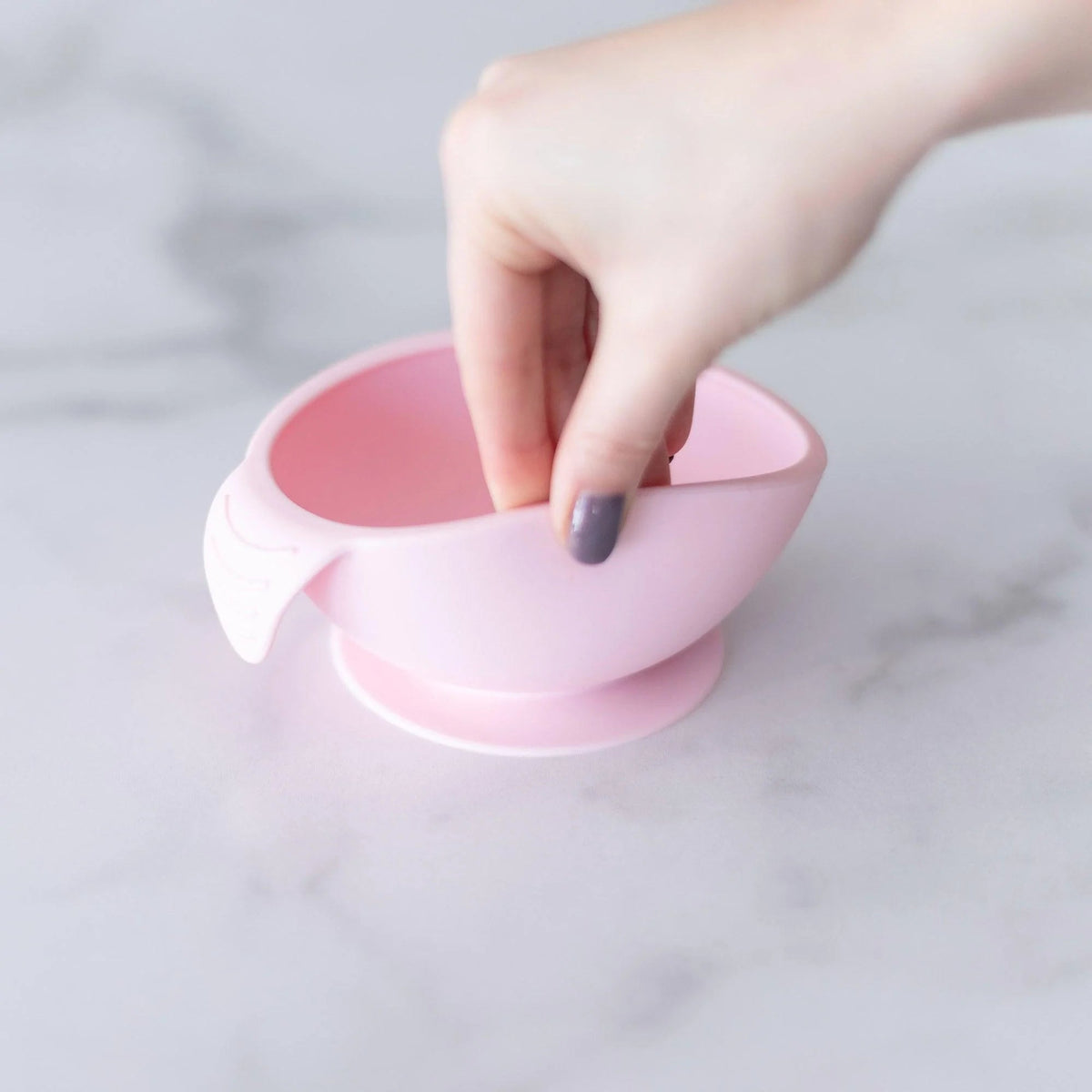 Pink Silicone Suction First Feeding Set with Bowl, Spoon + Lid | Bumkins