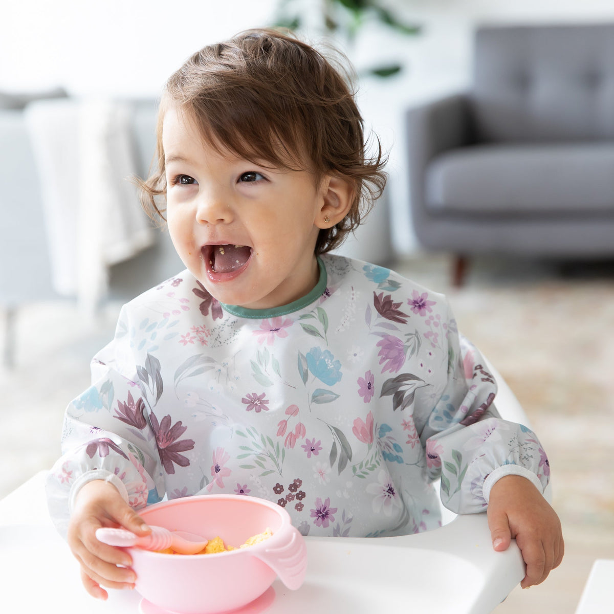 Pink Silicone Suction First Feeding Set with Bowl, Spoon + Lid | Bumkins