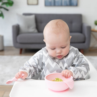 Pink Silicone Suction First Feeding Set with Bowl, Spoon + Lid | Bumkins