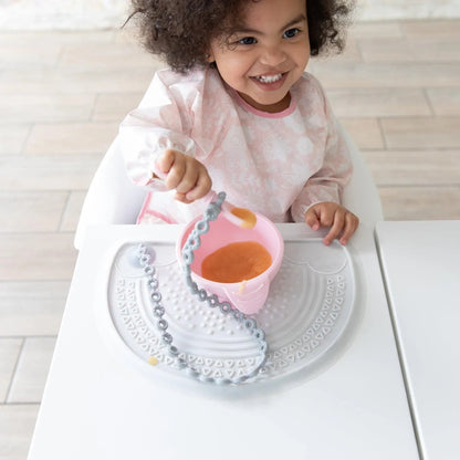 Pink Silicone Suction First Feeding Set with Bowl, Spoon + Lid | Bumkins