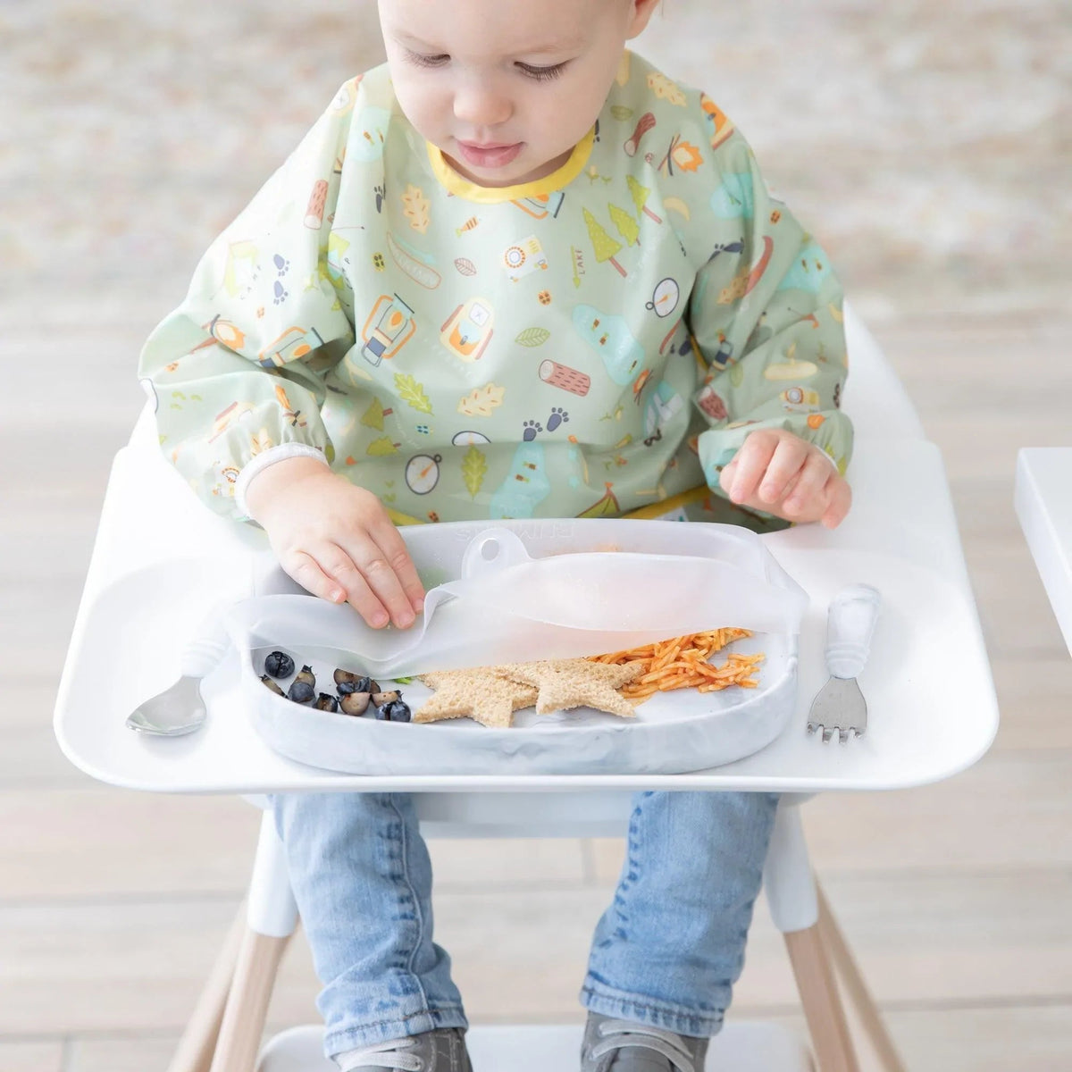 Clear Silicone Stretch Lids for Divided Toddler Plates | Bumkins