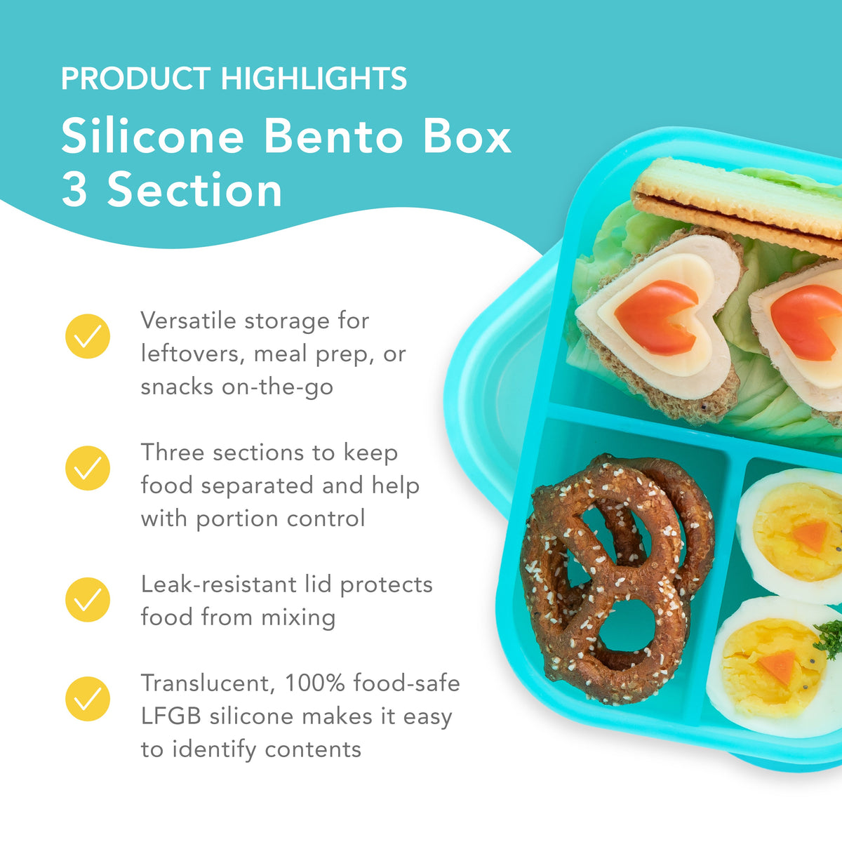 Silicone Divided Bento Box for Food Storage, Blue Jelly | Bumkins