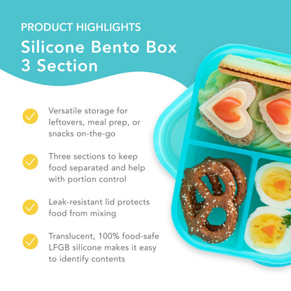 Silicone Divided Bento Box for Food Storage, Blue Jelly | Bumkins