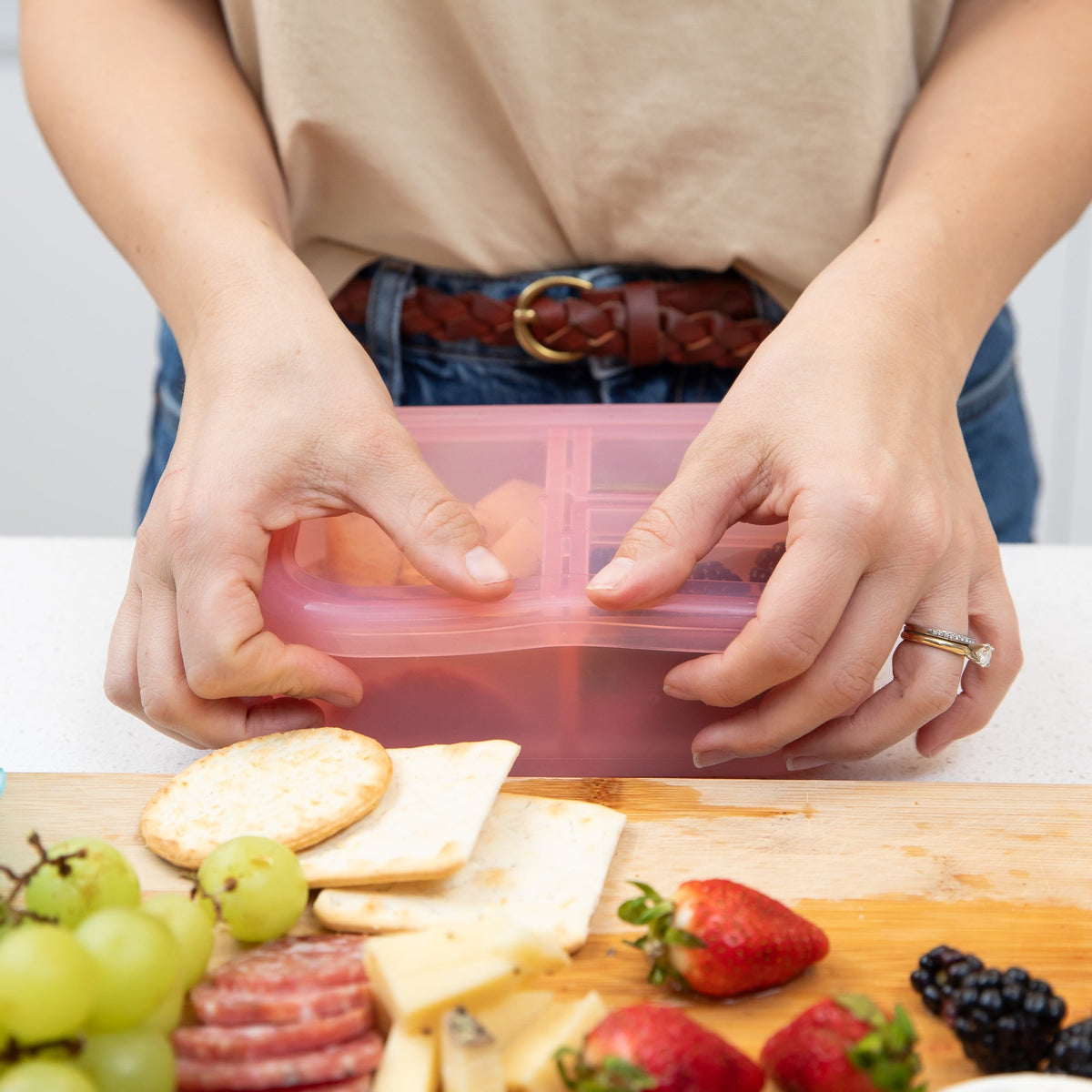 Pink Jelly Silicone Bento Box for Food Storage and Meal Prep | Bumkins