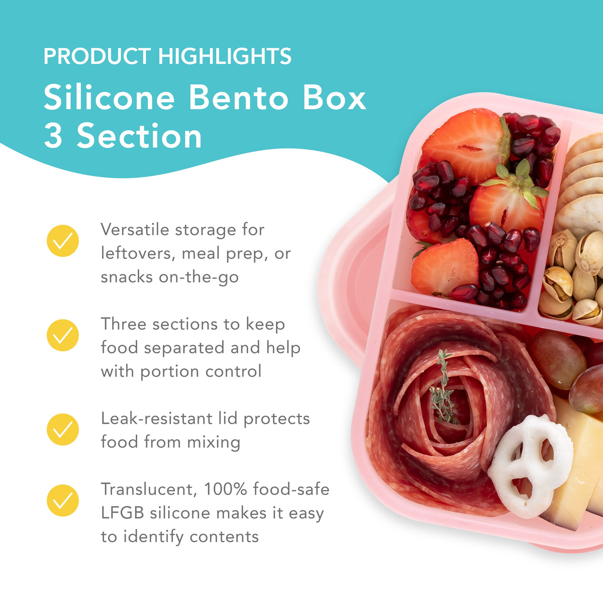 Pink Jelly Silicone Bento Box for Food Storage and Meal Prep | Bumkins
