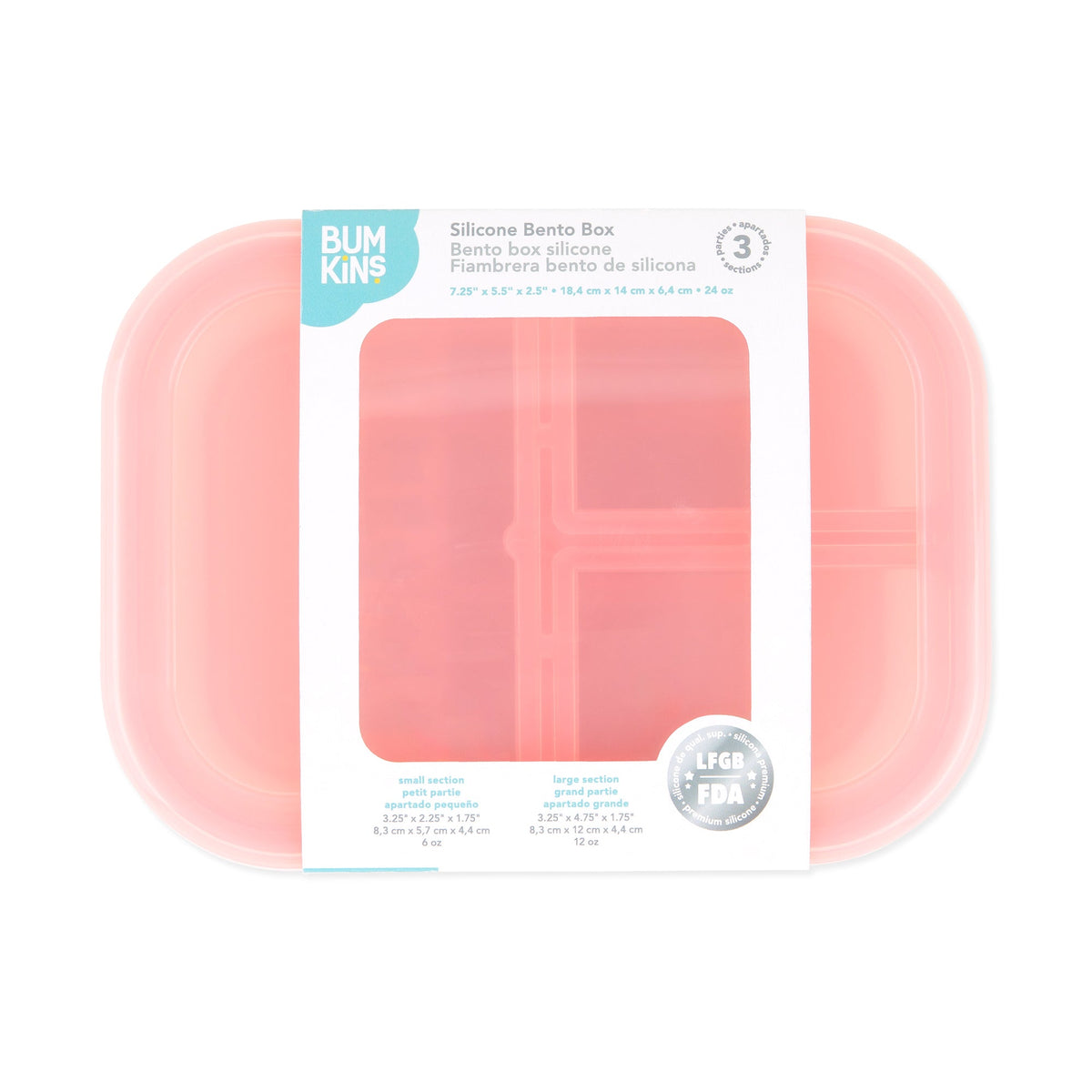 Pink Jelly Silicone Bento Box for Food Storage and Meal Prep | Bumkins