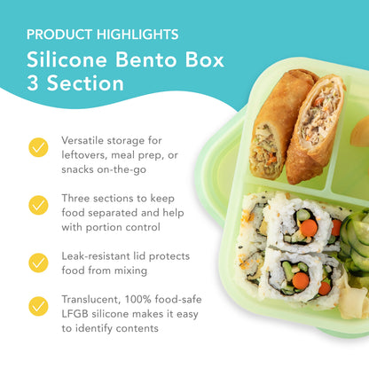 Green Jelly Leakproof Bento Box for Meal Prep, Food Storage | Bumkins