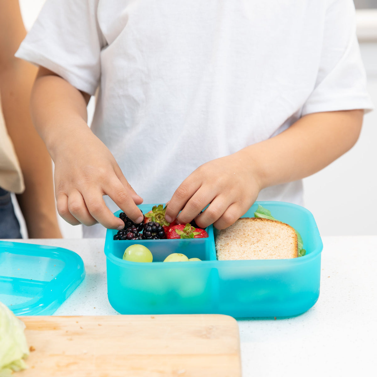 Silicone Bento Box 3 Section 2 Pack: Aqua Jelly | Bumkins