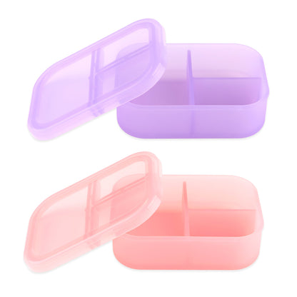 Silicone Bento Box 3 Section 2 Pack: Magenta Jelly | Bumkins
