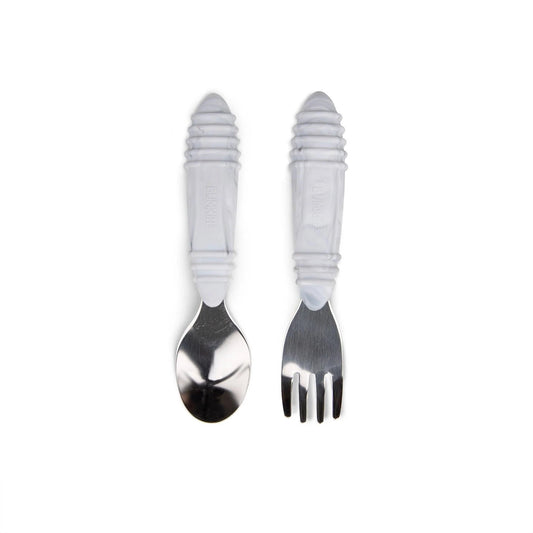 Trendy Marble Toddler & Baby Spoon and Fork Set | Bumkins