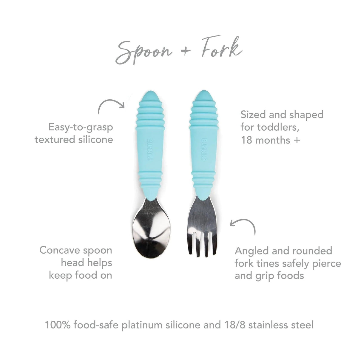 Toddler-Safe Kids Silverware Duo in Cute Baby Blue | Bumkins