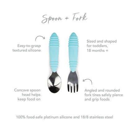Toddler-Safe Kids Silverware Duo in Cute Baby Blue | Bumkins
