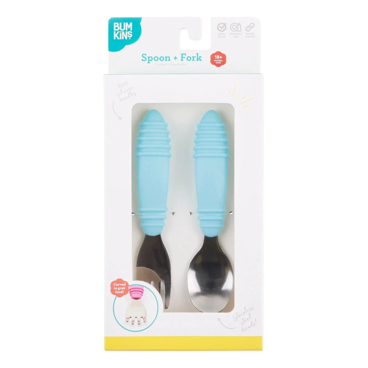 Toddler-Safe Kids Silverware Duo in Cute Baby Blue | Bumkins