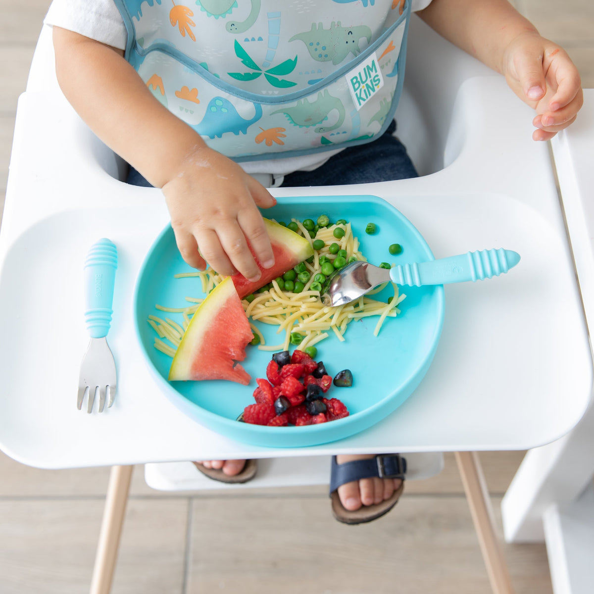 Toddler-Safe Kids Silverware Duo in Cute Baby Blue | Bumkins