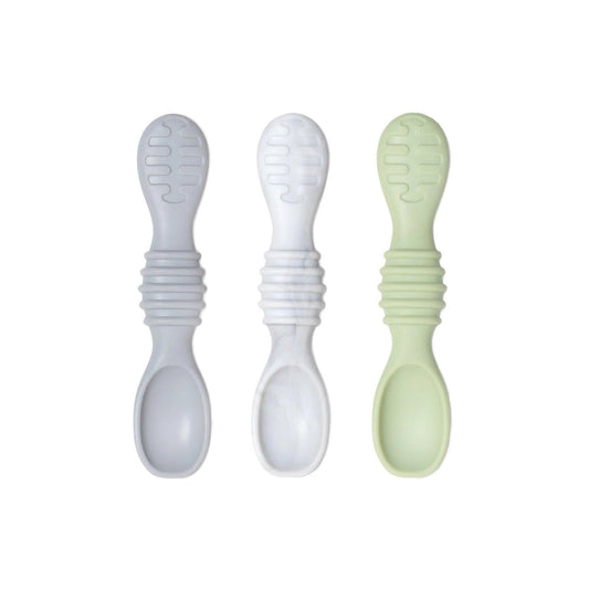 2 in 1 Silicone Baby Spoons For Self-Feeding 3 mos & up Baby | Bumkins
