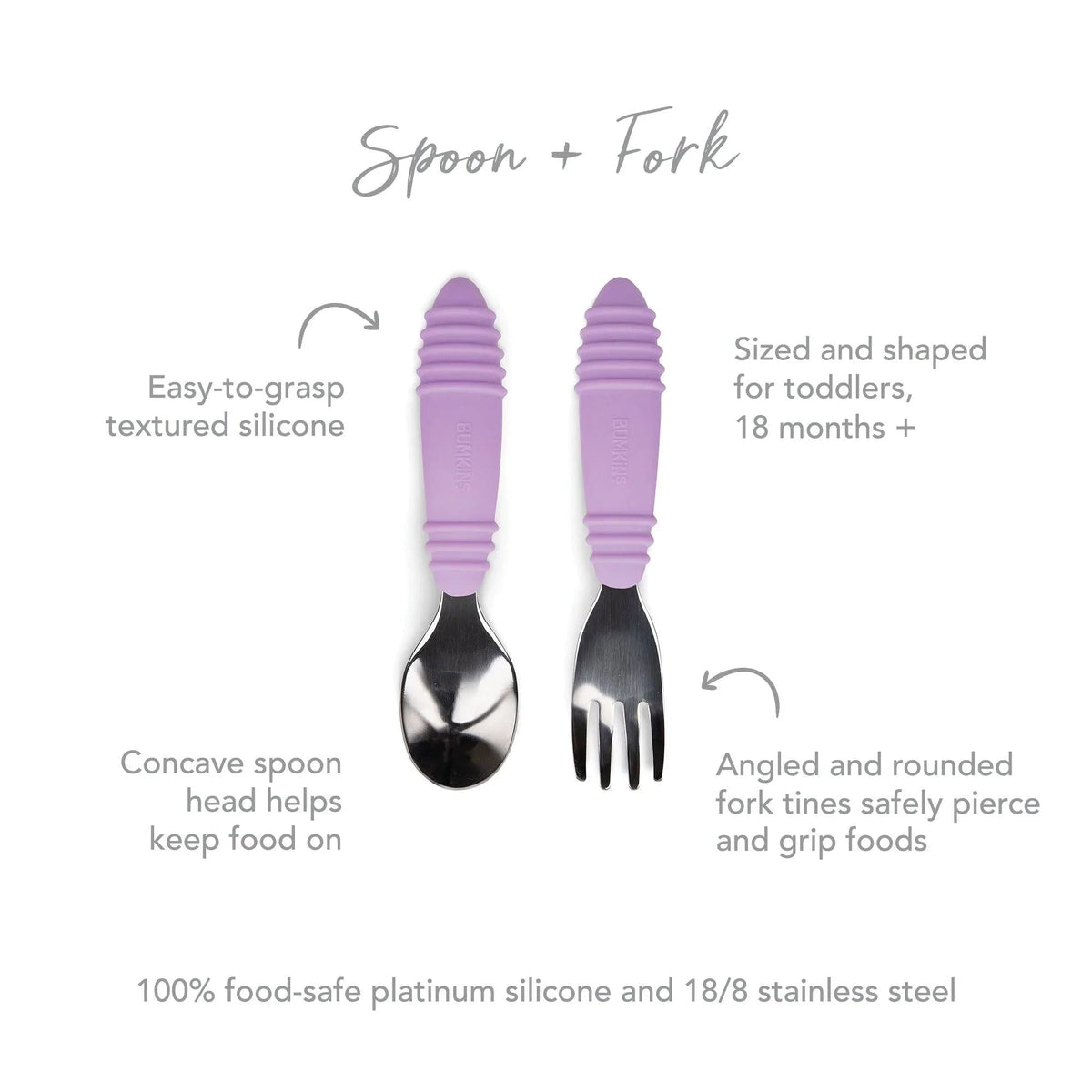 Toddler Fork and Spoon Set in Calming Lavender | Bumkins
