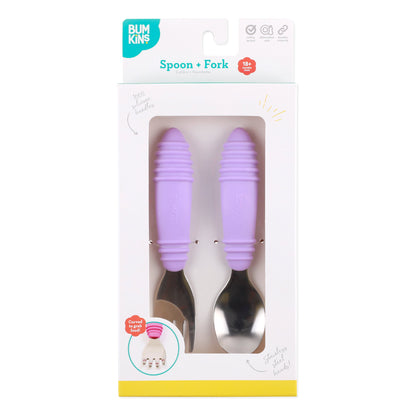 Toddler Fork and Spoon Set in Calming Lavender | Bumkins