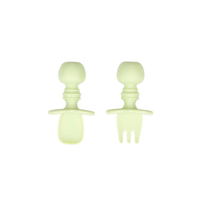 Chewtensils Silicone Baby Spoon and Fork Set – Sage Baby | Bumkins