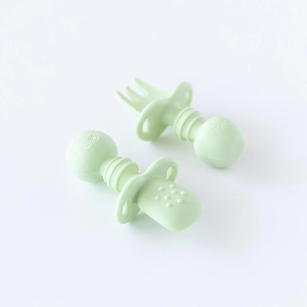 Chewtensils Silicone Baby Spoon and Fork Set – Sage Baby | Bumkins