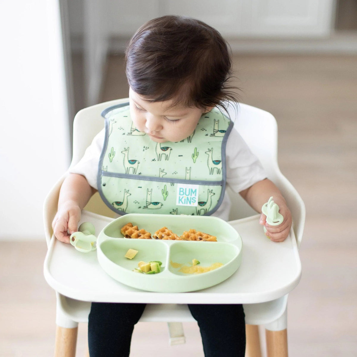 Chewtensils Silicone Baby Spoon and Fork Set – Sage Baby | Bumkins