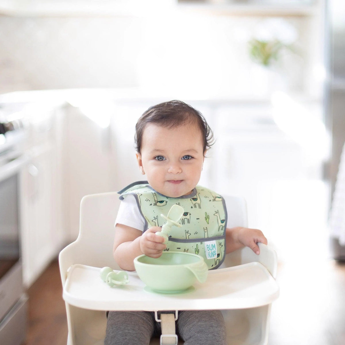 Chewtensils Silicone Baby Spoon and Fork Set – Sage Baby | Bumkins